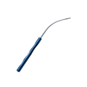 Suh Dacamara Ptosis Fascia Needle, Curved, Titanium Solid Round Handle, Three Finger Grips, Diameter 1.2mm Wide, " V " Suture Groove For 4/0 Suture, Overall Length 5-1/8" (130mm) Plus 1 Sterile 4/0 Suture DC0208 Reverse Cutting 3/8 Circle 16mm 